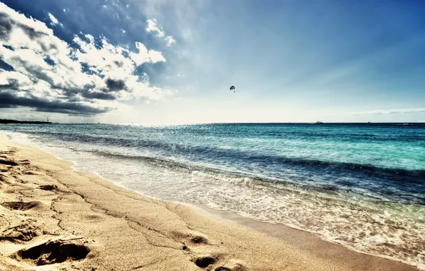 Картинка море, волны, пляж, лето, небо, солнце, пейзаж, природа