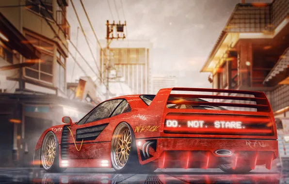 Авто, Машина, Стиль, City, Ferrari, Tokyo, Japan, Red