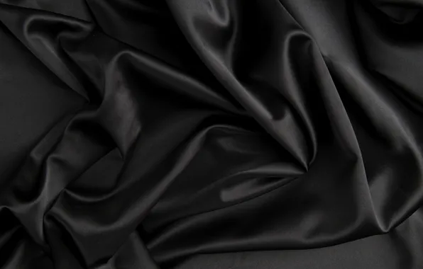 Текстура, шелк, черная, ткань, складки, сатин