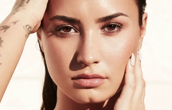 Взгляд, девушка, свет, ресницы, портрет, Demi Lovato