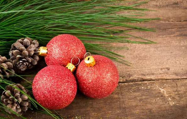 Картинка шары, Новый Год, Рождество, шишки, wood, merry christmas, decoration, xmas