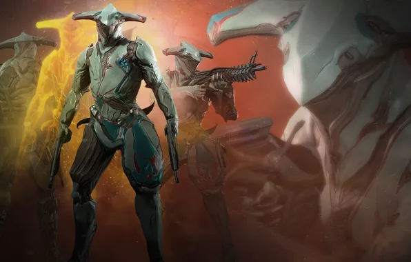 Оружие, пистолеты, игра, воин, броня, Warframe