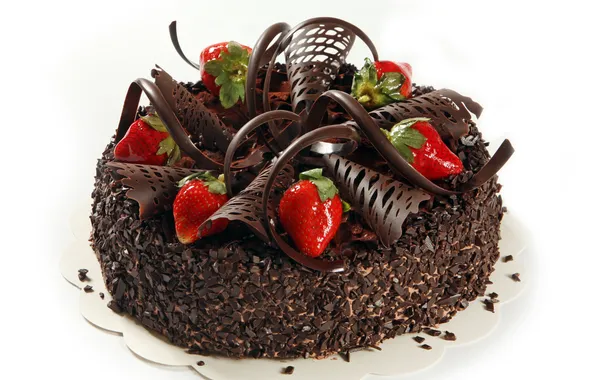 Сладость, шоколад, клубника, тортик, chocolate, strawberry, sweet cake