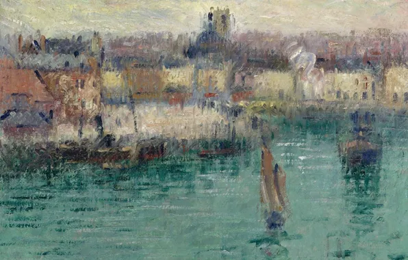 Картина, городской пейзаж, Гюстав Луазо, Gustave Loiseau, Dieppe. The Port of Avant