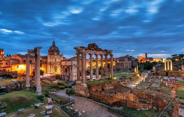 Картинка небо, city, город, вечер, Рим, Италия, sky, Italy