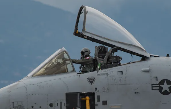 Кабина, пилот, штурмовик, A-10, Thunderbolt II, одноместный