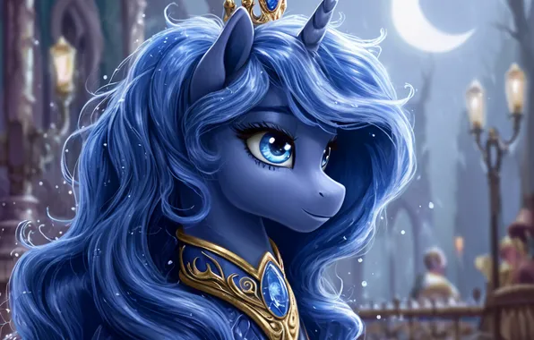 Луна, Принцесса Луна, My little Pony, ИИ арт