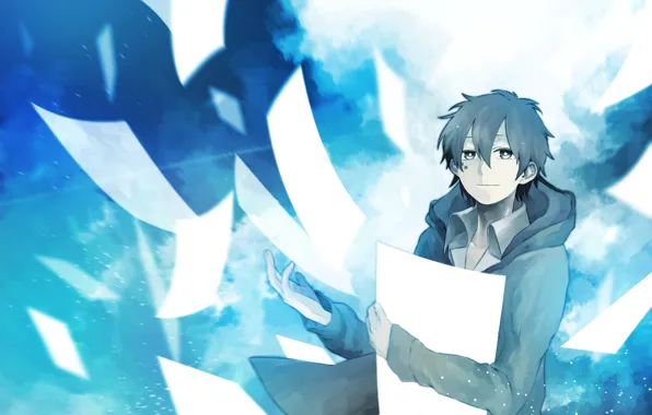 Аниме, листы, парень, Kagerou Project, Проект Знойный туман