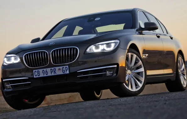 Небо, фон, фары, BMW, БМВ, седан, передок, 750i