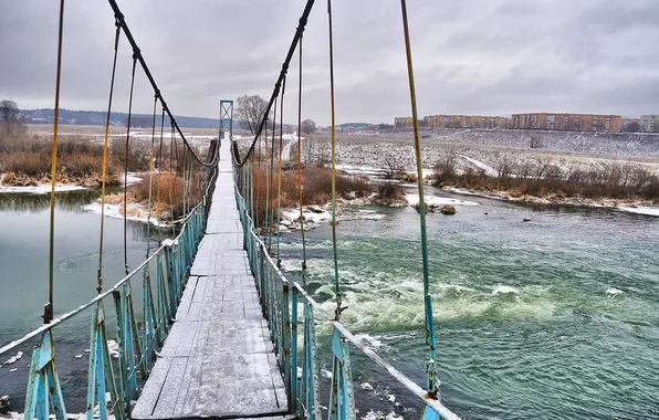 Картинка мост, Зима, Река, Угра, Кондрово