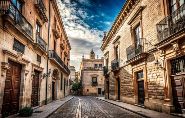 City, город, улица, дома, view, street, buildings, cobblestone