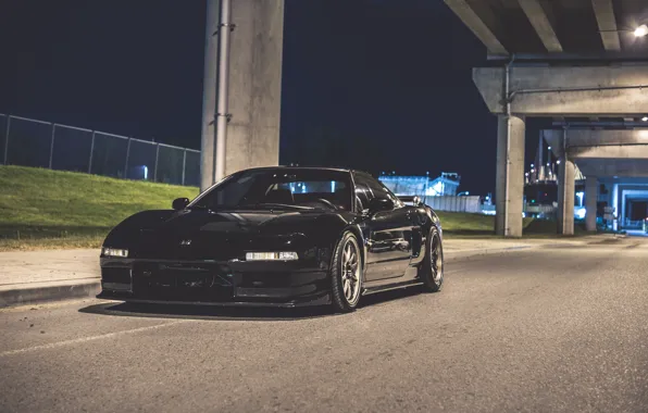 Картинка Honda, Black, Night, NSX