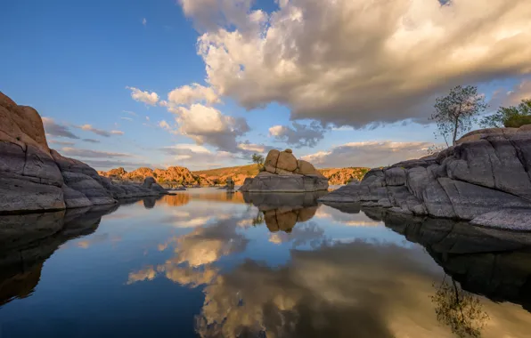 Озеро, скалы, Аризона, США