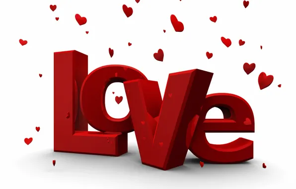 Картинка Love, Любовь, Сердечки, Надпись, День святого Валентина, 14 февраля, Слово, Valentine's Day