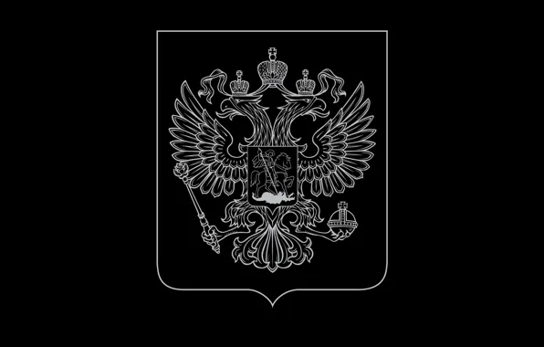 Картинка черный фон, герб, россия