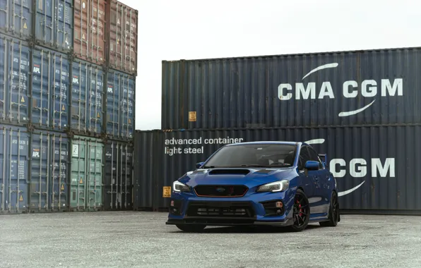 Картинка Subaru, Impreza, WRX, Japan, Blue, Port, JDM, Container