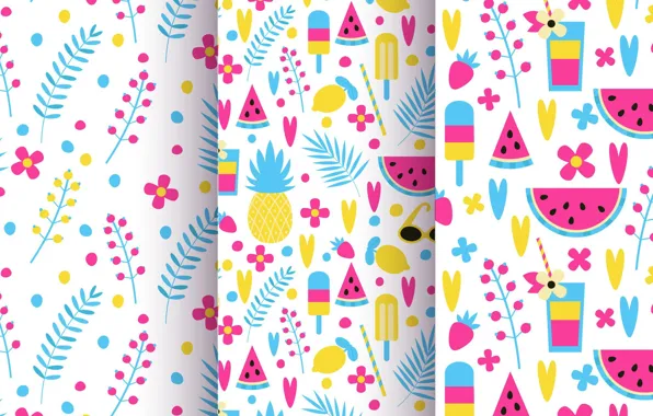 Текстура, colorful, фрукты, Flowers, patterns, fruits