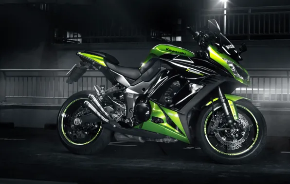 Green, Kawasaki, profile, спортивный мотоцикл, Z 1000 SX