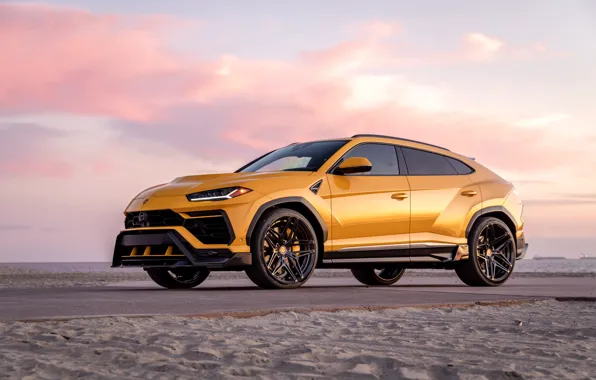 Пляж, закат, вечер, Lamborghini, Vorsteiner, кроссовер, Urus, 2019