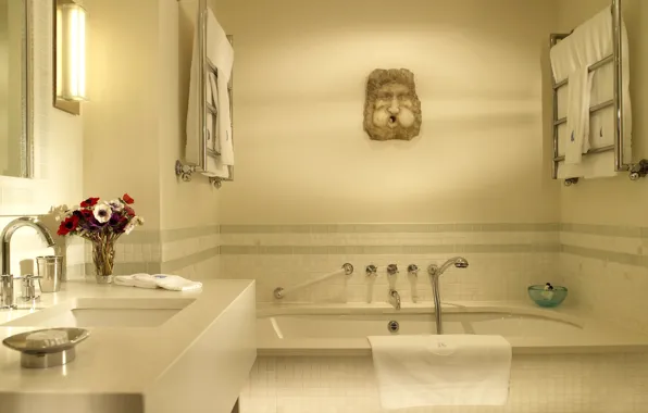 Картинка ванна, умывальник, ванная комната, полотенцесушитель