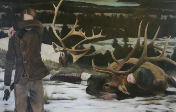 Картина, норвежский художник, Christer Karlstad, Hunters and Collectors