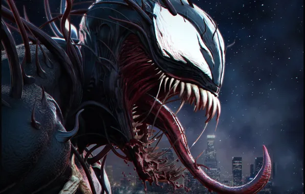 Язык, ночь, комиксы, Веном, Venom, симбиот