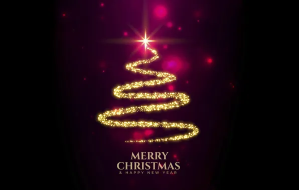 Украшения, золото, елка, Рождество, dark, Новый год, golden, christmas
