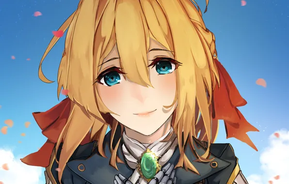 Взгляд, девушка, брошь, Violet Evergarden