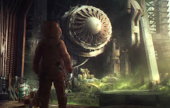 Сооружение, космонавт, оборудование, агрегат, Abandoned spaceship factory
