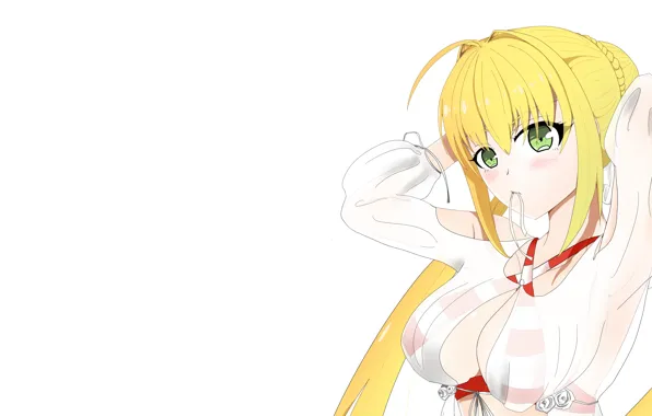 Girl, sexy, bra, cleavage, blouse, long hair, boobs, anime