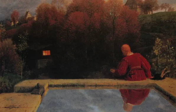 Картинка бассейн, 1887, Возвращение домой, Символизм, Арнольд Бёклин