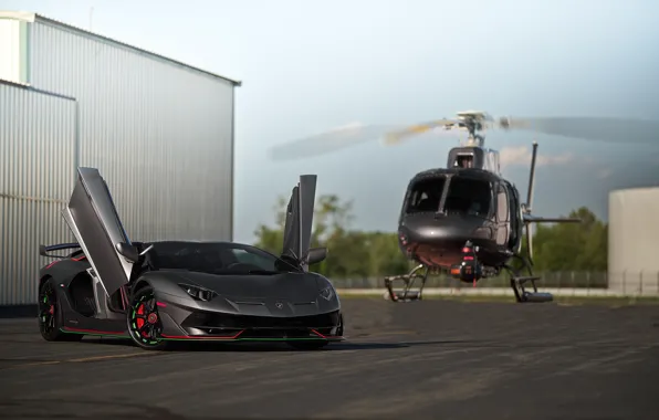 Картинка Grey, Helicopter, Aventador