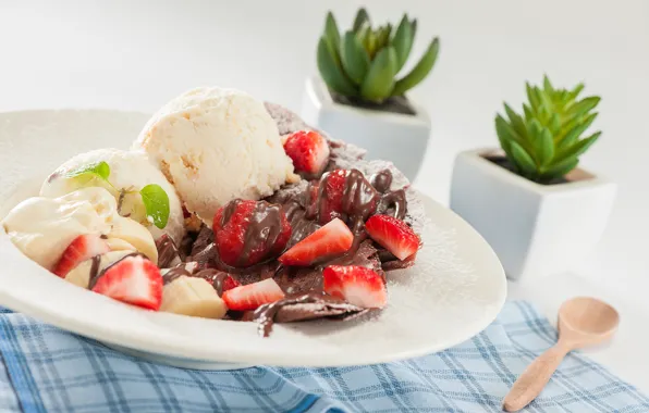 Шоколад, клубника, мороженое, Ice cream