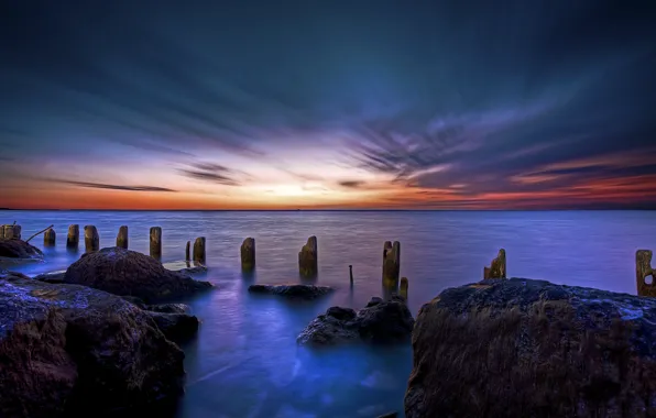Пейзаж, природа, океан, sunrise, утренняя заря