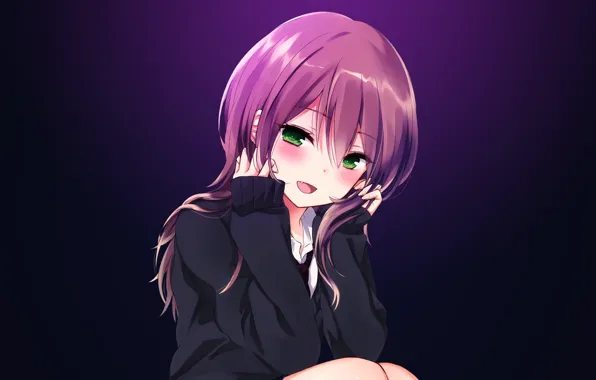 Улыбка, аниме, green eyes, smile, anime, зеленые глаза, beautiful girl, красивая девочка