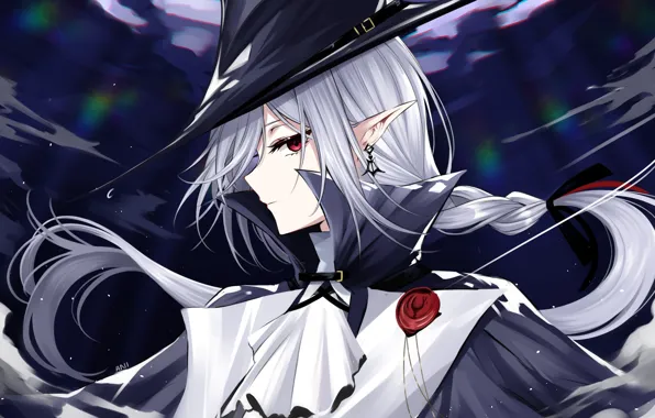 Девушка, эльф, шляпа, фэнтези, Arknights, Gladiia