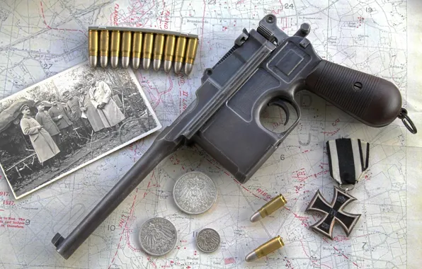 Фото, пистолет, оружие, крест, железный, «Маузер», магазинный, Mauser C96