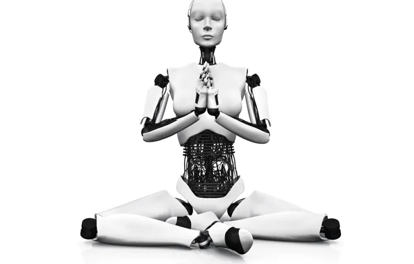 White, black, android, yoga