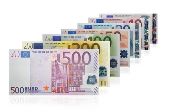 Картинка деньги, евро, ряд, валюта, купюра, банкноты, банкнота