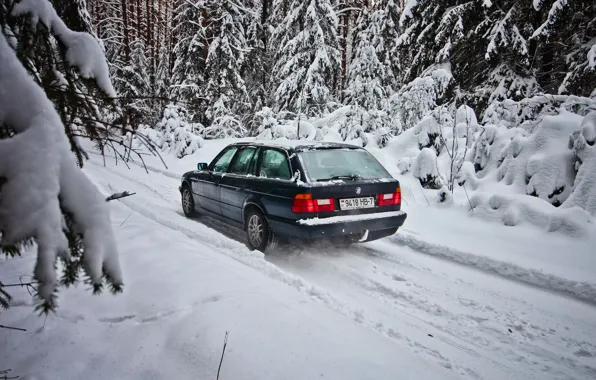Winter, germany, bmw 5 series, bmw e34