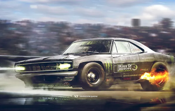 Авто, Рисунок, Машина, Фон, Dodge, Car, Автомобиль, Арт