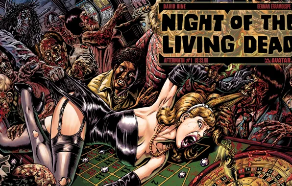 Zombies, woman, comic, casino, Night of the living dead