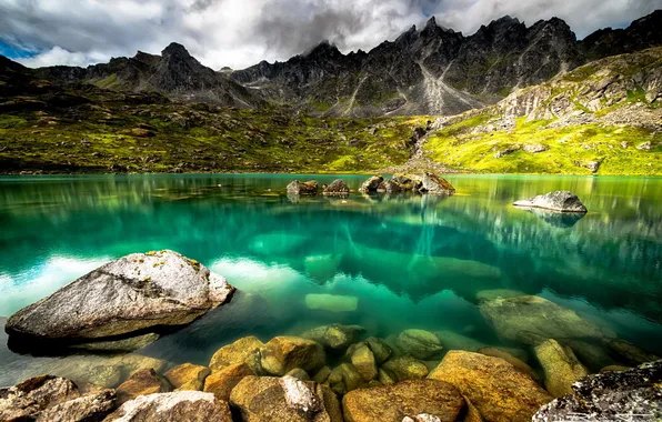 Вода, пейзаж, горы, природа, озеро, скалы