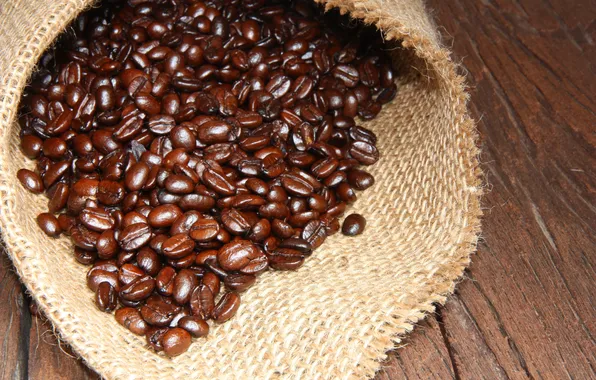 Кофейные зерна, мешковина, coffee beans, burlap