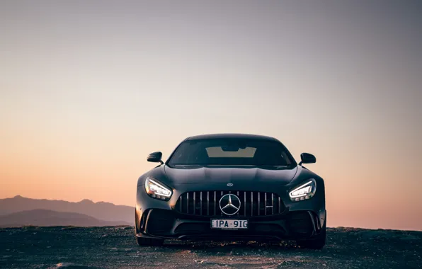 Закат, Mercedes-Benz, вечер, вид спереди, AMG, AU-spec, GT R, 2019