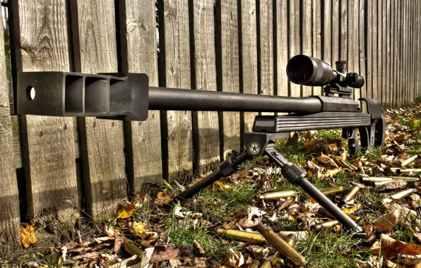 Листья, забор, HDR, винтовка, снайперская, крупнокалиберная, Armalite AR-50