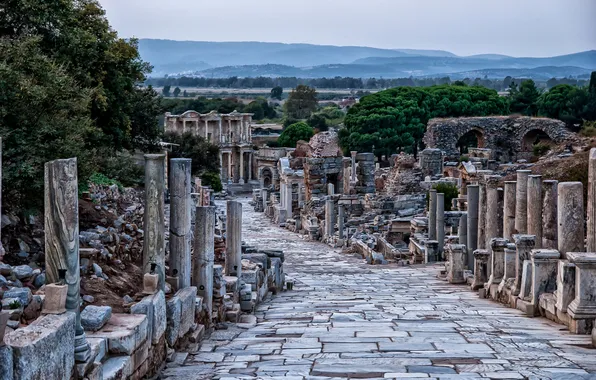 Развалины, руины, Турция, колонна, Сельчук, провинция Измир