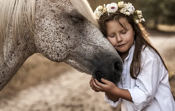 Картинка настроение, конь, девочка