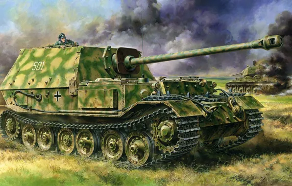 Картинка САУ, самоходно-артиллерийская установка, Фердинанд, Ferdinand, немецкая тяжёлая
