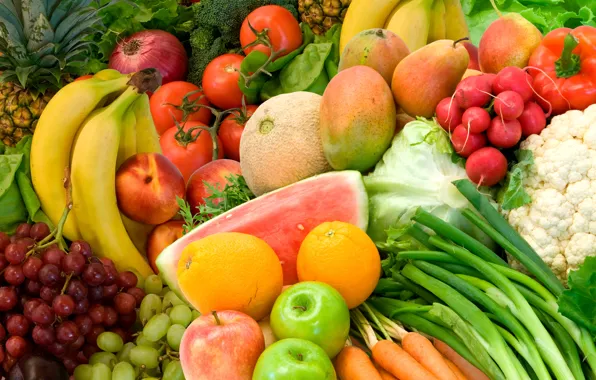 Лето, цвета, еда, фрукты, овощи